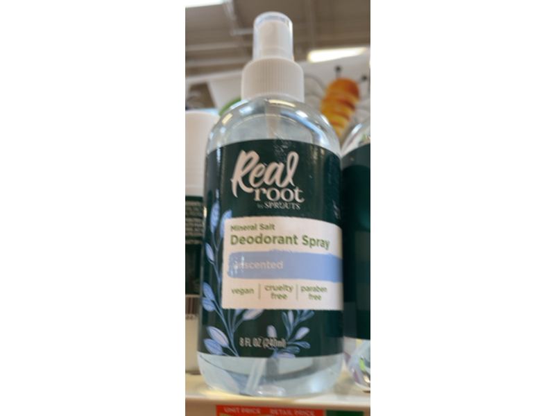 Real Root By Sprouts Mineral Salt Deodorant Spray, Unscented, 8 fl oz/240 mL