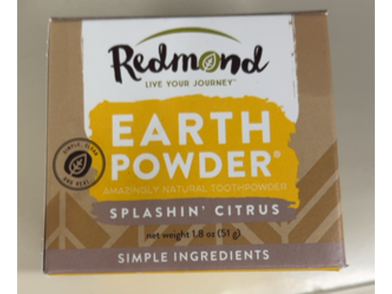 Redmond Earth Powder Tooth Powder, Splashin & Citrus, 1.8 oz/51 g