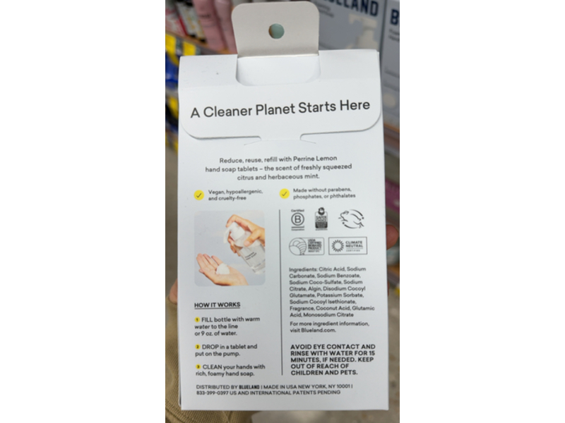 Blueland Foaming Hand Soap Refill, Perrine Lemon, 0.9 oz/26 g, 3 Count