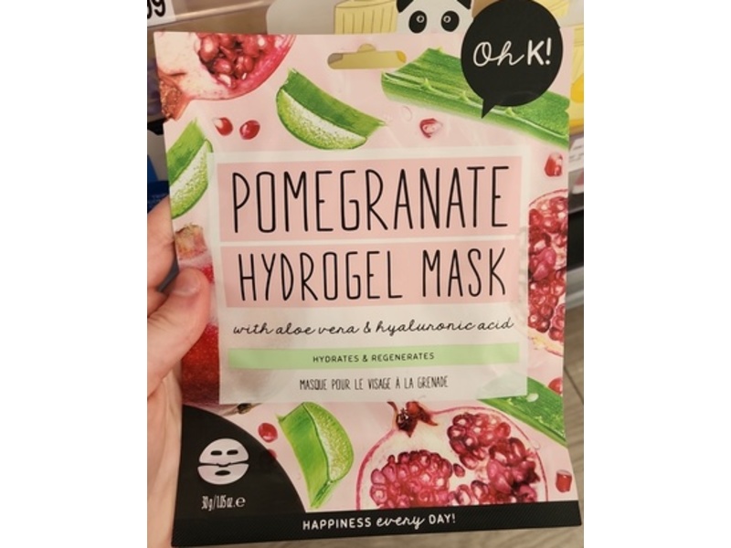 Oh K! Pomegranate Hydrogel Mask, Aloe Vera & Hyaluronic Acid, 1.05 oz/30 g