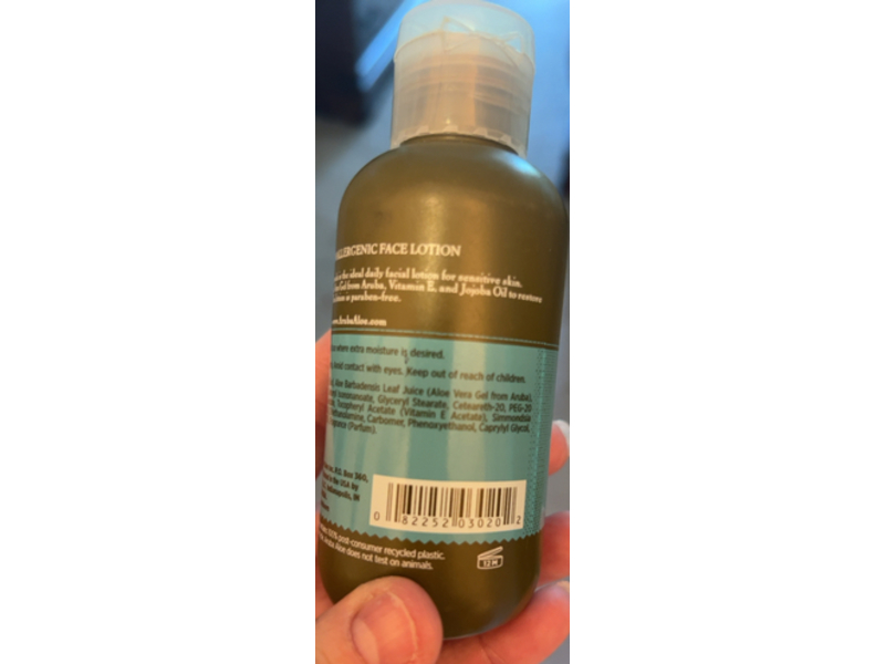 Aruba Aloe Hypoallergenic Face Lotion, 4.2 oz/124 mL