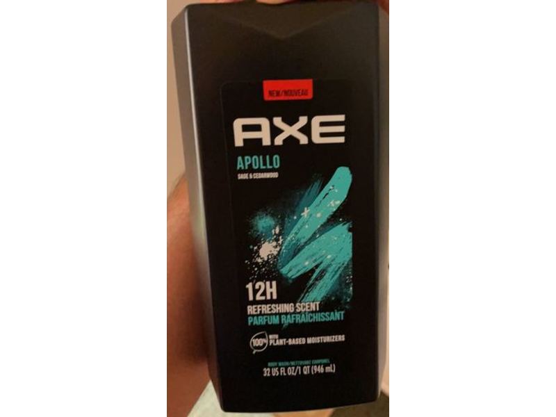 Axe 12H Refreshing Scent Body wash, Apollo, Sage & Cedarwood, 32 fl oz/946 mL