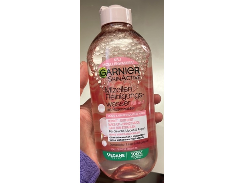 Garnier SkinActive All In 1 Micellar Cleansing Water, Rose Water, 400 mL