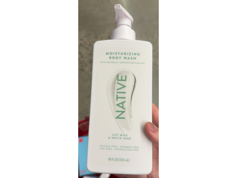Native Moisturizing Body Wash, Lily Milk & White Sage, 18 fl oz/532 mL