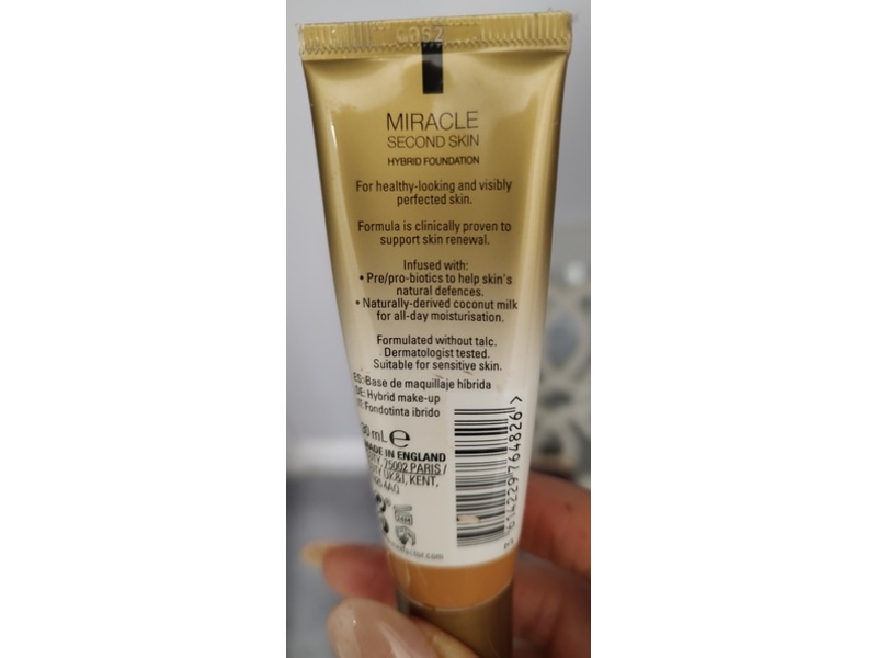 Max Factor X Miracle Second Skin Hybrid Foundation, 09-Tan, SPF 20, 30 mL