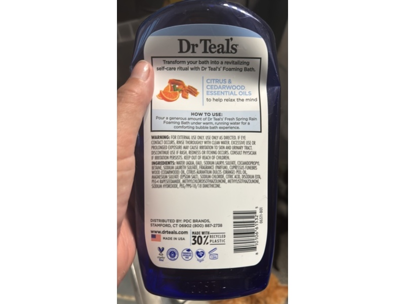 Dr Teal's Foaming Bath, Fresh Spring Rain, 34 fl oz/1000 mL