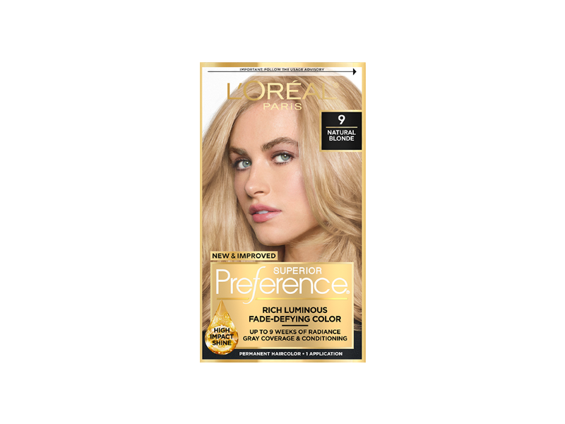 L'Oreal Paris Superior Preference Permanent Hair Color, 9 Natural Blonde, 1 Application