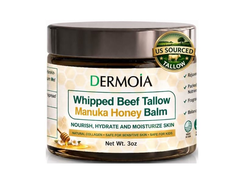 Dermoia Whipped Beef Tallow Balm, Manuka Honey, 3 oz