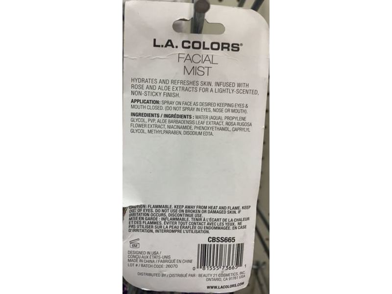 L.A. Colors Hydrating Facial Mist, Rose And Aloe, 1 fl oz/30 mL