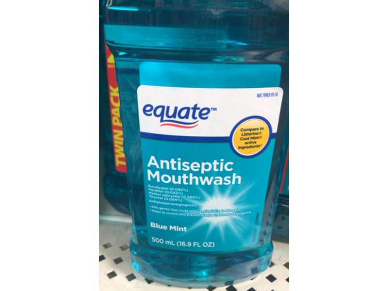 Equate Antiseptic Mouthwash, Blue Mint, 16.9 fl oz/500 mL