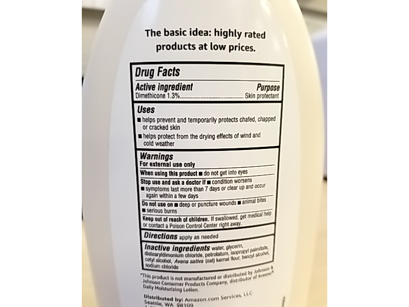 Amazon Basics Daily Moisturizing Lotion, Oatmeal, 18 fl oz/532 mL