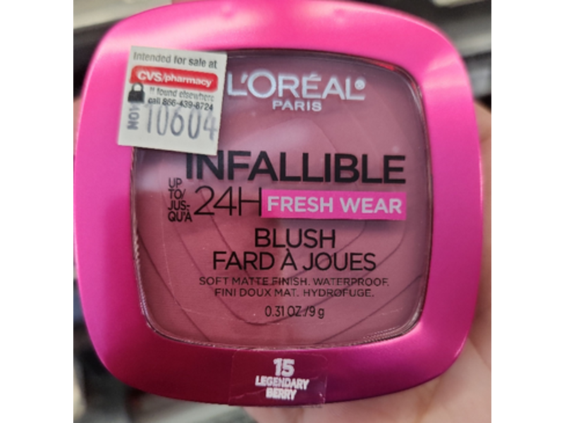L'Oreal Paris Infallible 24H Fresh Blush, 15 Legendary Berry, 0.31 oz/9 g