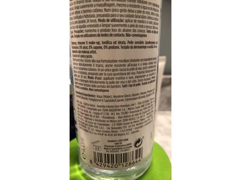 ISDIN Micellar Solution 4 In 1 Makeup Remover +Cleanser & Hydrating Toner, 13.5 fl oz/400 mL