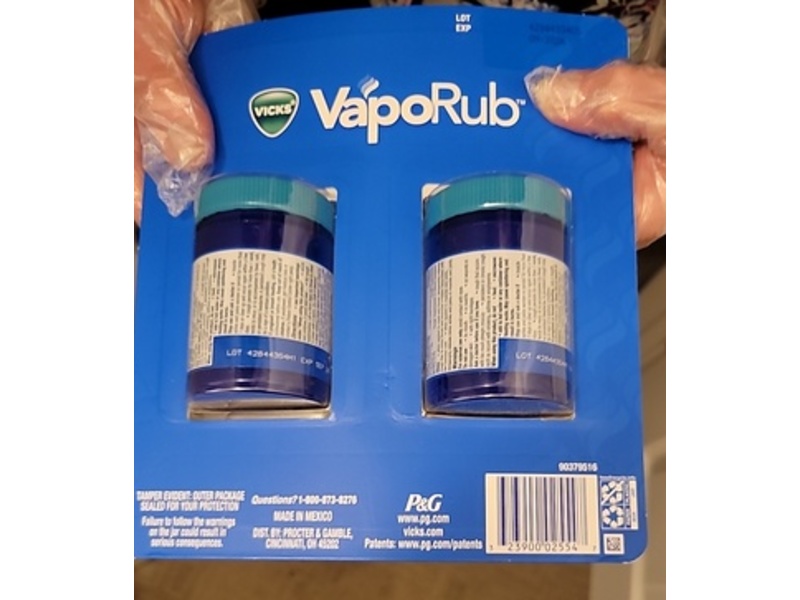 Vicks Vaporub Cough Suppressant Topical Analgesic Ointment, 3.53 Oz/100 g, Pack Of 2