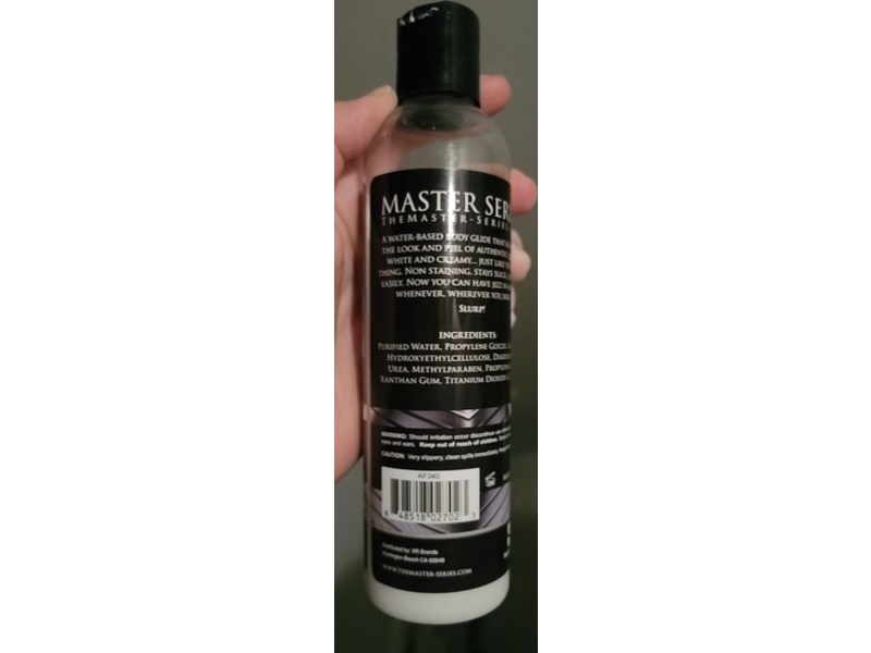 Master Series Jizz Water Based Body Glide Lube, Unscented, 8 fl oz/236 mL