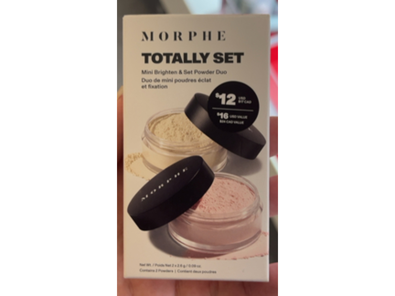Morphe Totally Set Mini Brighten & Set Powder Duo, Translucent & Brightening Pink, 0.09 oz/2.6 g