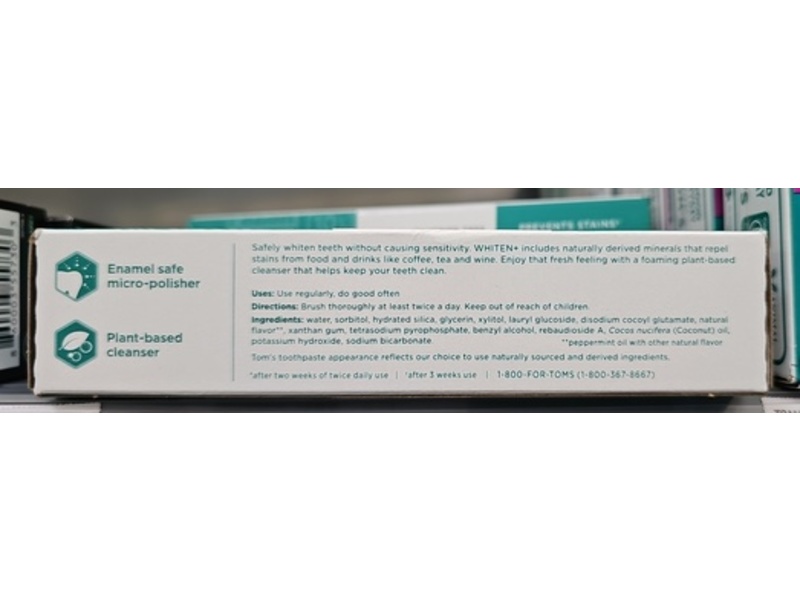 Tom’s Of Maine Whiten + Coconut Oil Toothpaste, Gentle Mint, 4.0 oz/113 g