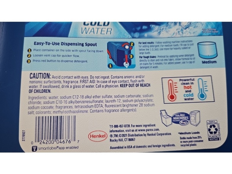 Purex 4 In 1 Bright Clean Liquid Laundry Detergent, Cold Water, 240 Loads, 312 fl oz/9.22 L