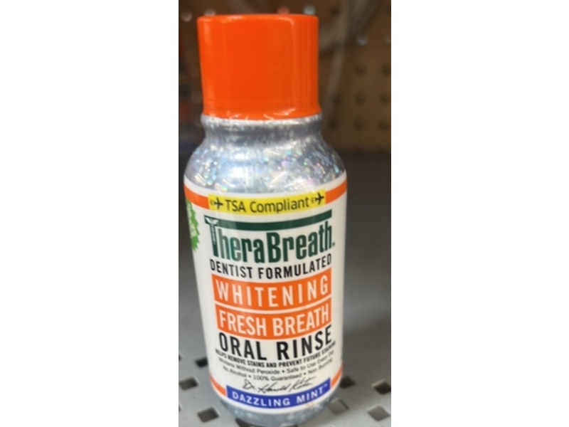 Thera Breath Dentist Formulated Whitening Fresh Breath Oral Rinse, Dazzling Mint, 3 fl oz/88.7 mL