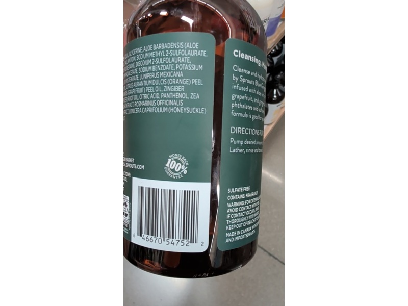 Real Root By Sprouts Moisturizing Body Wash, Blue Ginger & Pomelo, 16 fl oz/473 mL