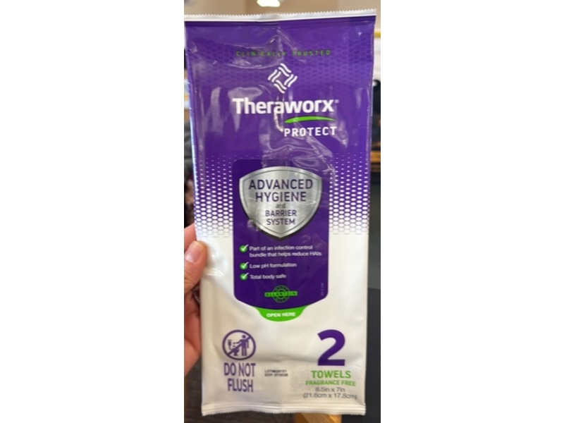 Theraworx Protect Advanced Hygiene Towels, Fragrance Free, 2 Count