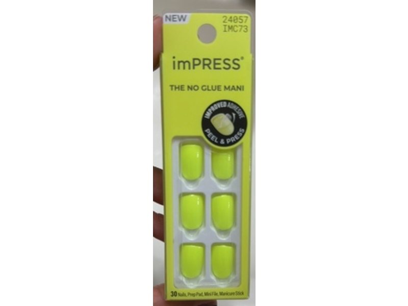 Kiss Impress The No Glue Mani Nails, Brillix Yellow, 30 Count