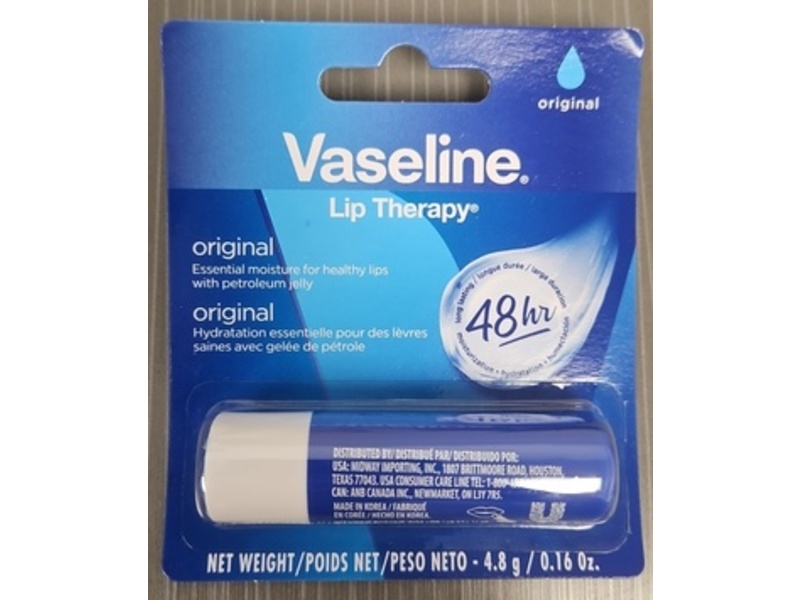 Vaseline Lip Therapy, Original, 0.16 oz/ 4.8 g, Pack Of 2