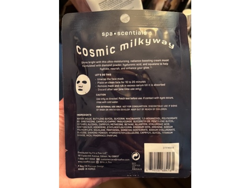 Spa Scentials Diamond Infused Cream Mask, Cosmic Milkyway