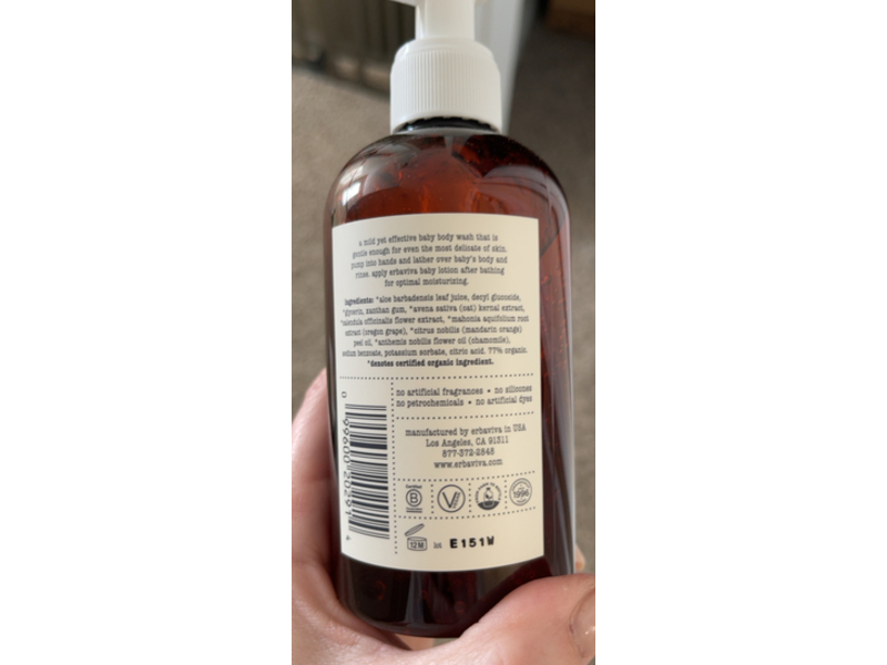 Erbaviva Baby Body Wash, Organic Mandarin & Chamomile, 8 fl oz/235 mL