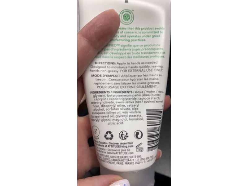 Attitude Daily Moisturizing Hand Cream, Oatmeal, 2.5 fl oz/75 mL