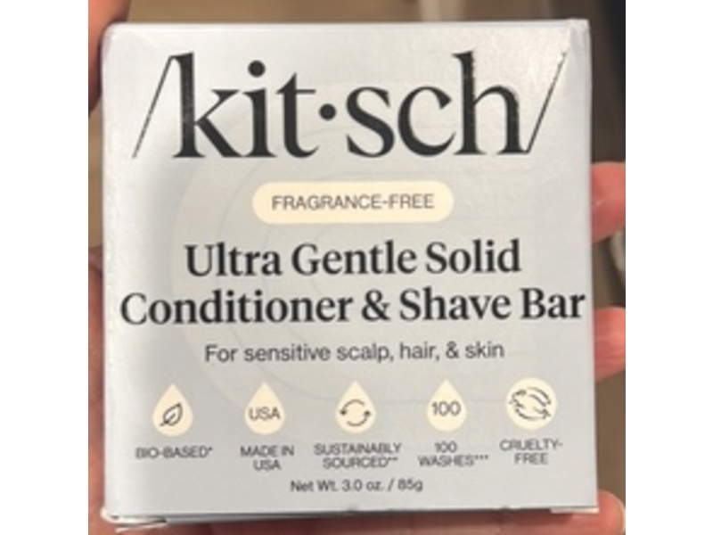 Kitsch Ultra Gentle Solid Conditioner & Shave Bar, Fragrance Free, 3.0 oz/85 g