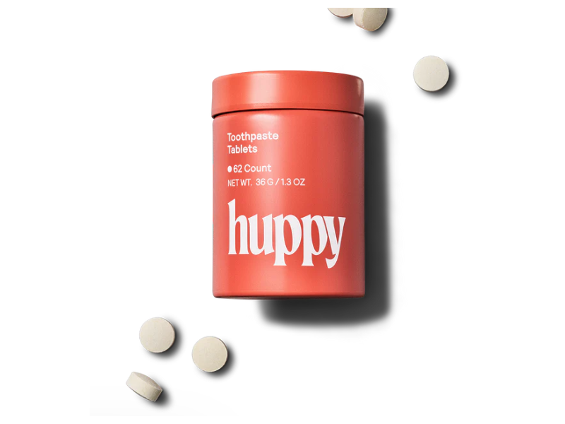 Huppy Fluoride-Free Toothpaste Tablets, Strawberry, 1.3 fl oz/36 g, 62 Count