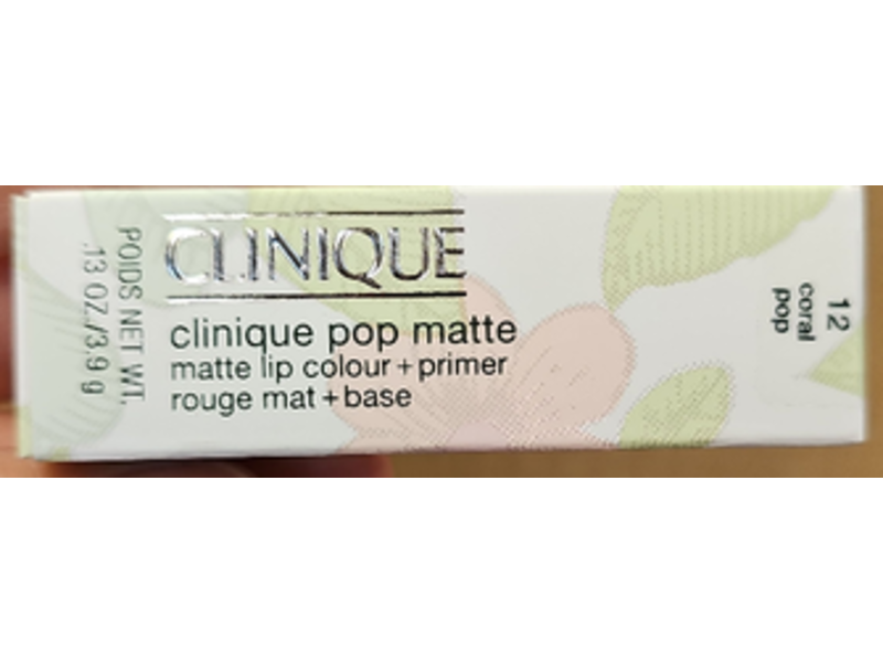 Clinique Pop Matte Lip Colour + Primer Rouge Mat + Base, 12 Coral Pop, 0.13 oz/3.9 g