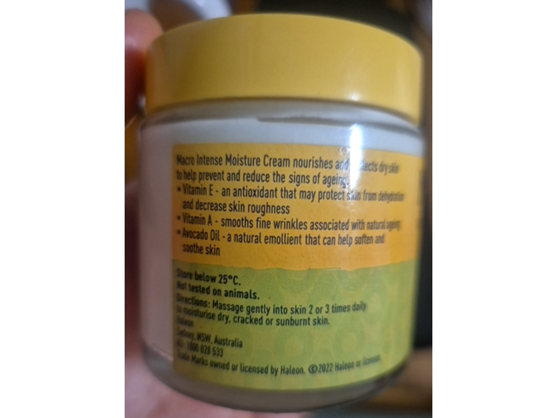 Macro Intense Moisture Cream, Natural Vitamin E + Avocado Oil + Vitamin A, 100 g