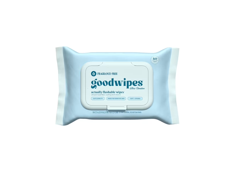Goodwipes Actually Flushable Wipes, Fragrance Free, 50 Count