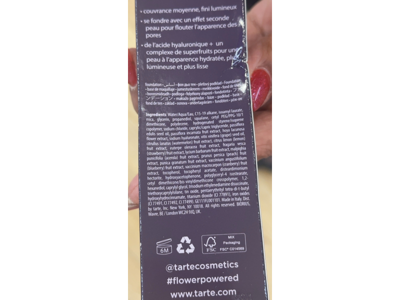 Tarte Maracuja Juicy Glow Foundation, 36S Medium Tan Sand, 1 fl oz/30 mL