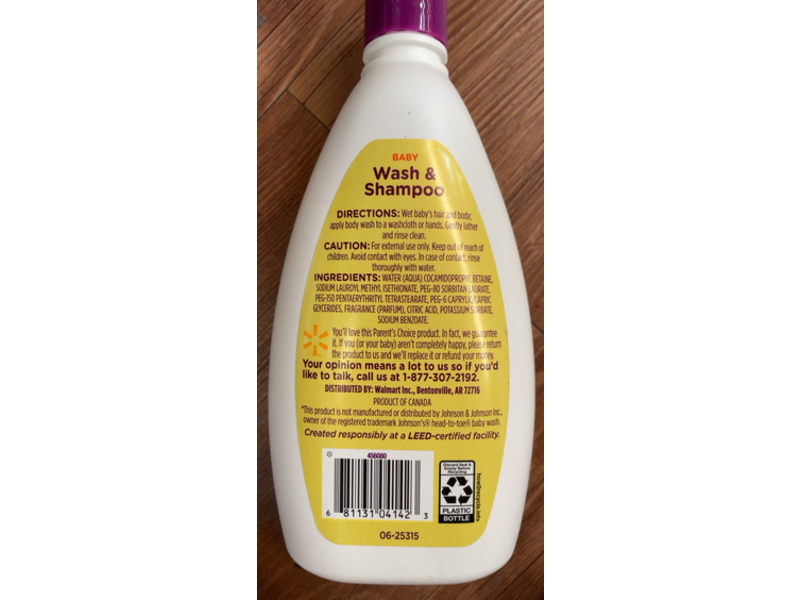 Parent's Choice Baby Wash & Shampoo, No tears Formulation, 13.6 fl oz/400 mL