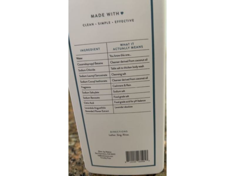 Native Body Wash, Cashmere & Rain, 18 fl oz/532 mL