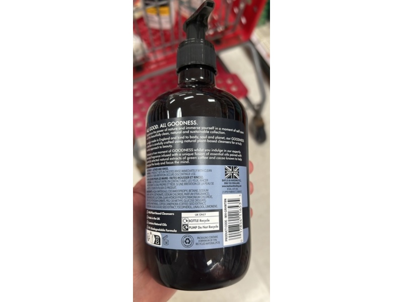 Baylis & Harding Goodness Natural Hand Wash, Tonka Bean & Neroli, 16.9 fl oz/500 mL