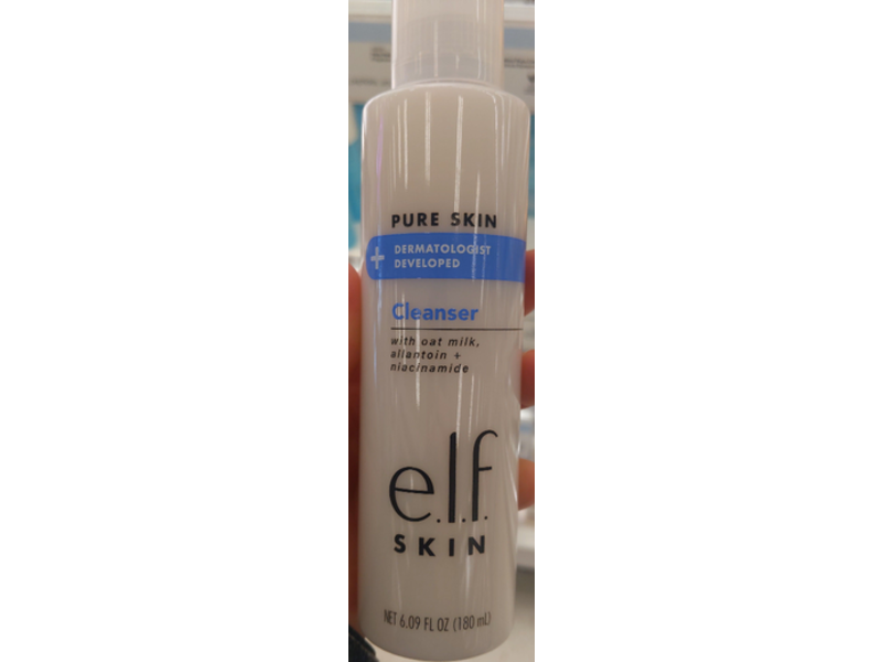 E.L.F Pure Skin Cleanser, Oat Milk, Allantoin + Niacinamide, 6.09 fl oz/180 mL