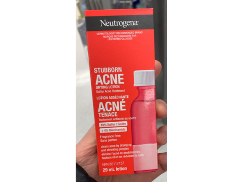 Neutrogena Stubborn Acne Drying Lotion Treatment, 10% Sulfur + 4% Niacinamide, 1 fl oz/29 mL