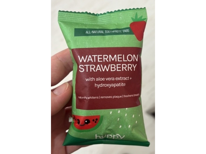 Huppy All-Natural Toothpaste Tabs, Watermelon Strawberry, 62 Count