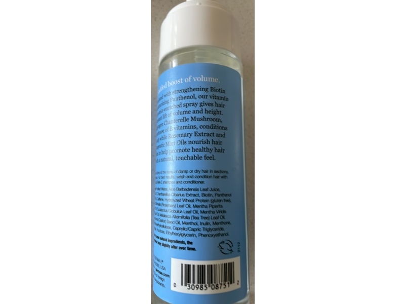 Derma E Biotin Thickening Spray, Panthenol, Therapeutic Mint & Chanterelle Mushroom, 3.3 fl oz/99 mL
