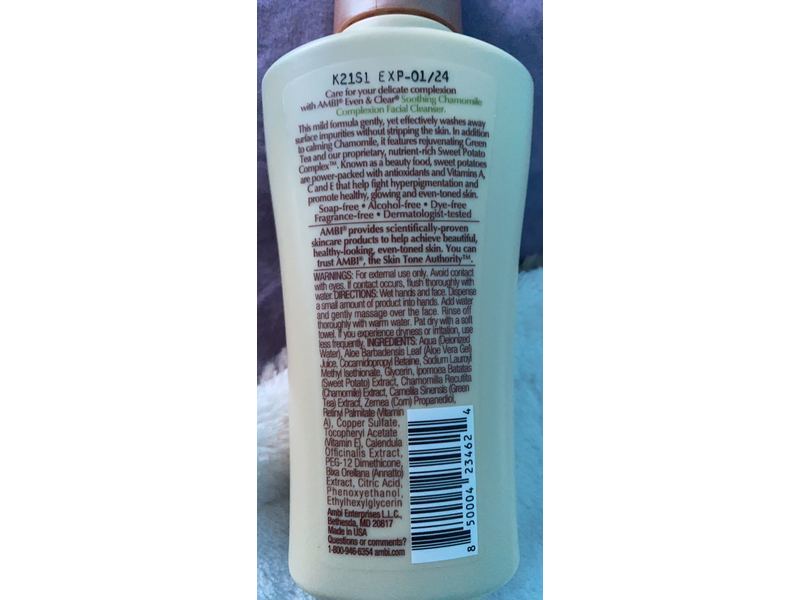 Ambi Even & Clear Soothing Complexion Facial Cleanser, Chamomile, 3.5 fl oz/103 mL