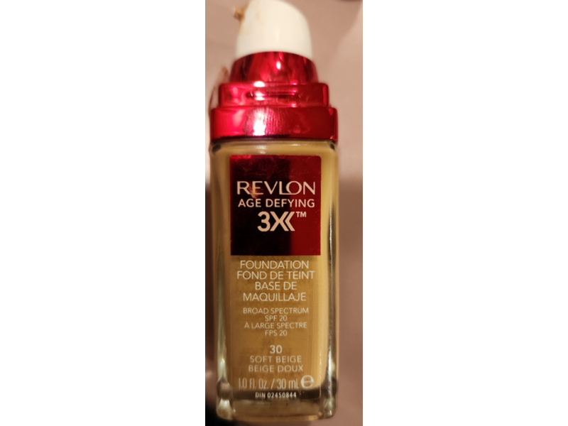 Revlon Age Defying 3X Sunscreen Foundation, 30 Soft Beige, SPF 20, 1.0 fl oz/30 mL