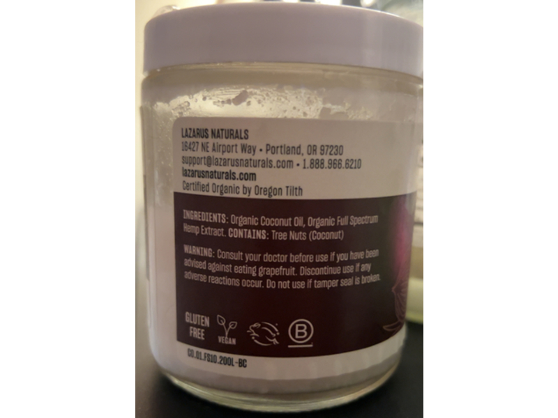 Lazarus Naturals Full Spectrum CBD Coconut Oil, 7.1 oz/200 g