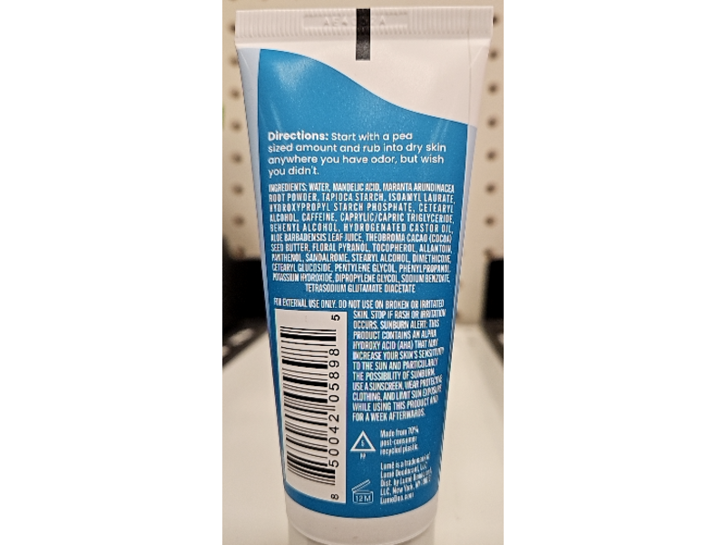 Lume Invisible Cream Whole Body Deodorant, 2.2 oz/62 g