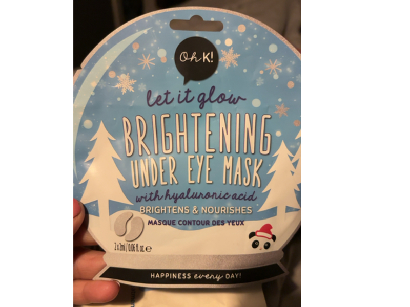 Oh K! Let It Glow Brightening Under Eye Mask, Hyaluronic Acid, 0.06 fl oz/2 mL, 2 Count