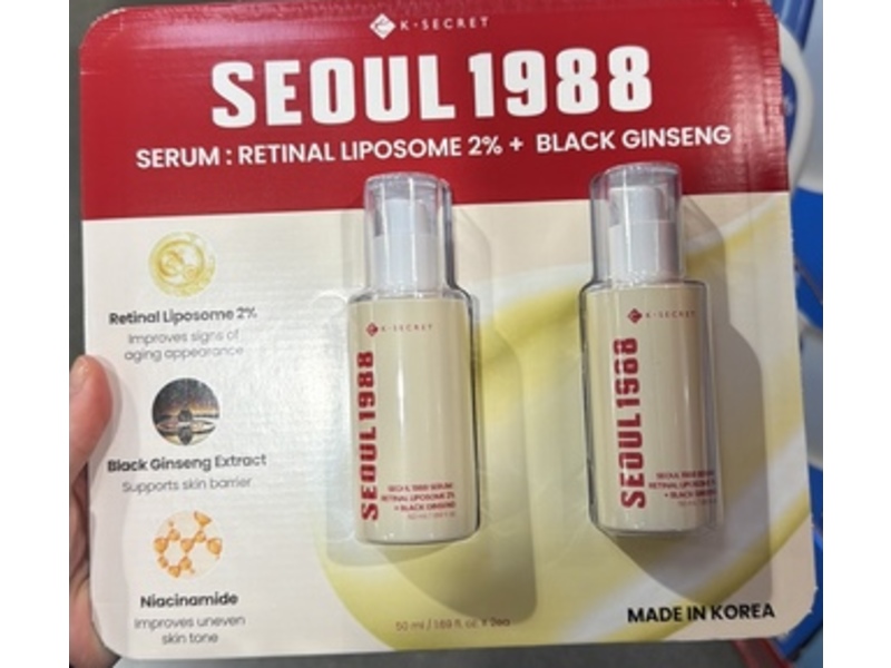 K-Secret Seoul 1988 Retinal Liposome 2%+Black Ginseng Serum, 1.69 fl oz/50 mL, Pack Of 2