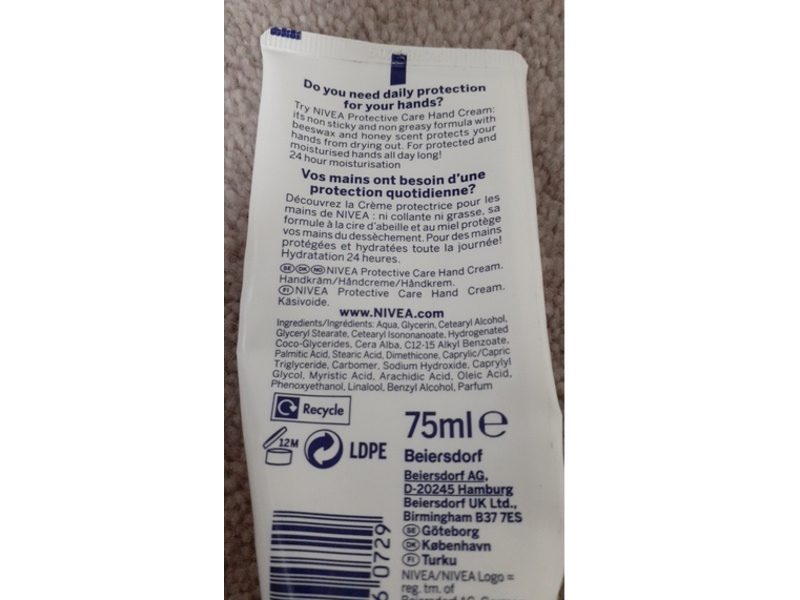 Nivea Proactive Care Hand Cream, Bee Wax, 75 mL